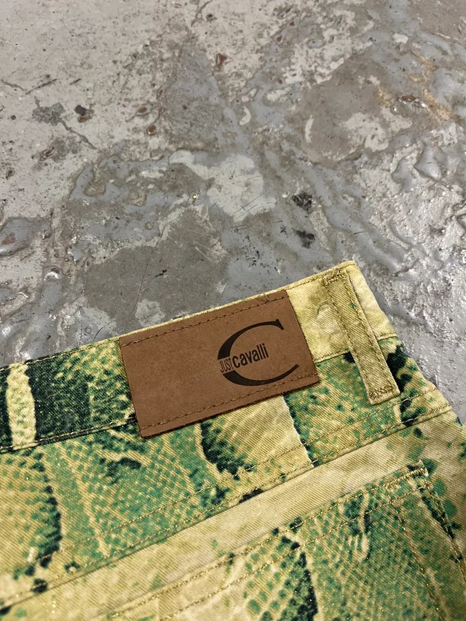 SS2005 Cavalli Python Print Green Acid Pants - Image 10