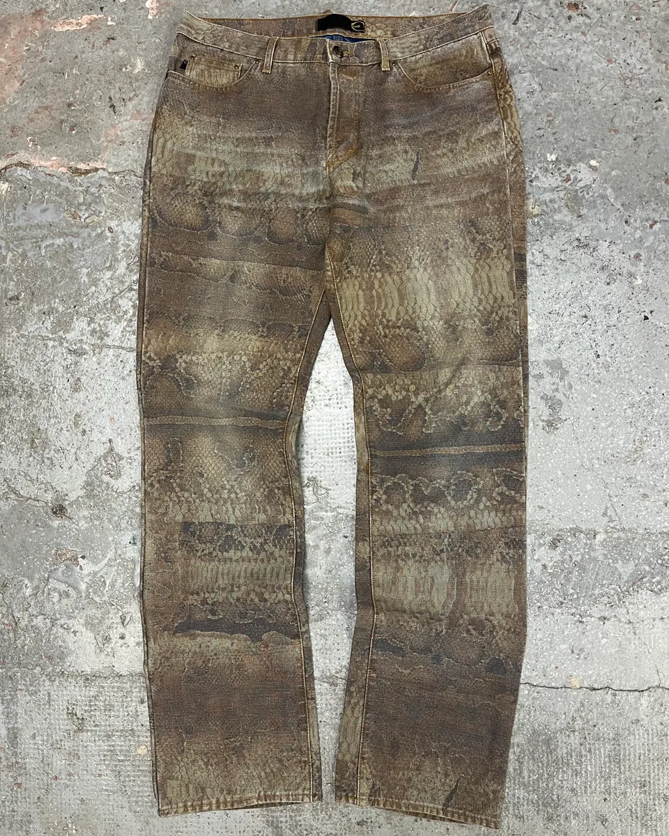 SS2005 Cavalli Python Snakeskin Effect Marble Brown Pants