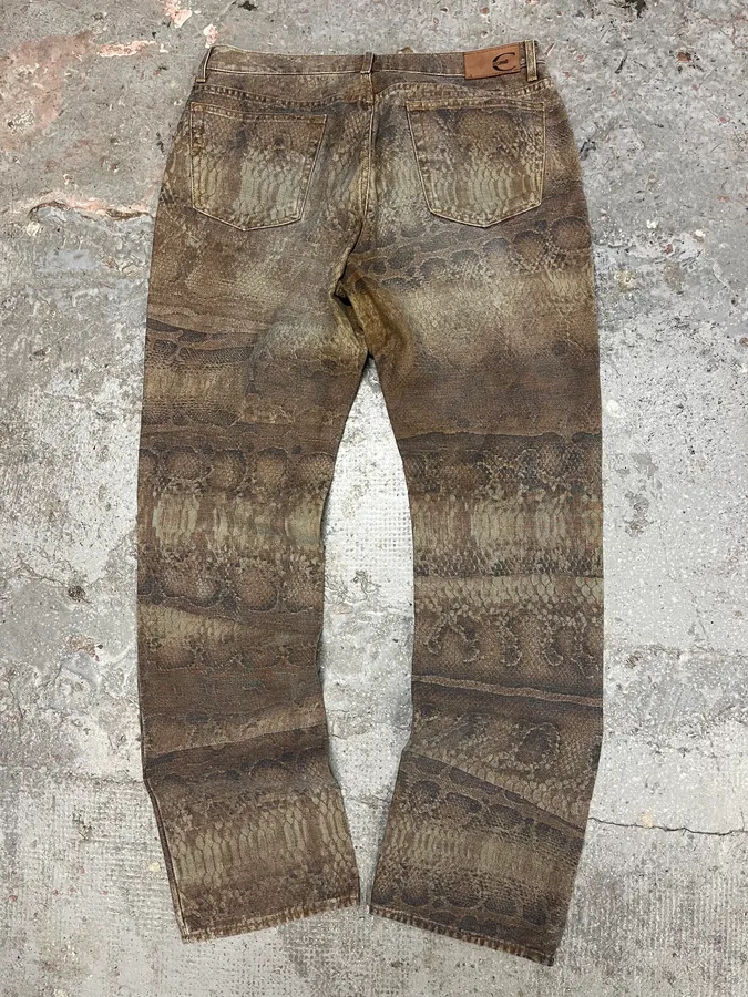 SS2005 Cavalli Python Snakeskin Effect Marble Brown Pants - Image 7