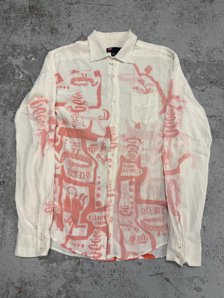 SS2005 Diesel White & Red Light Crazy Shirt - Image 2
