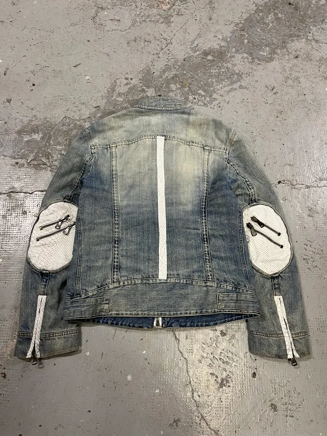 SS2005 Dolce & Gabbana Apocalyptic Biker Denim Jacket - Image 2