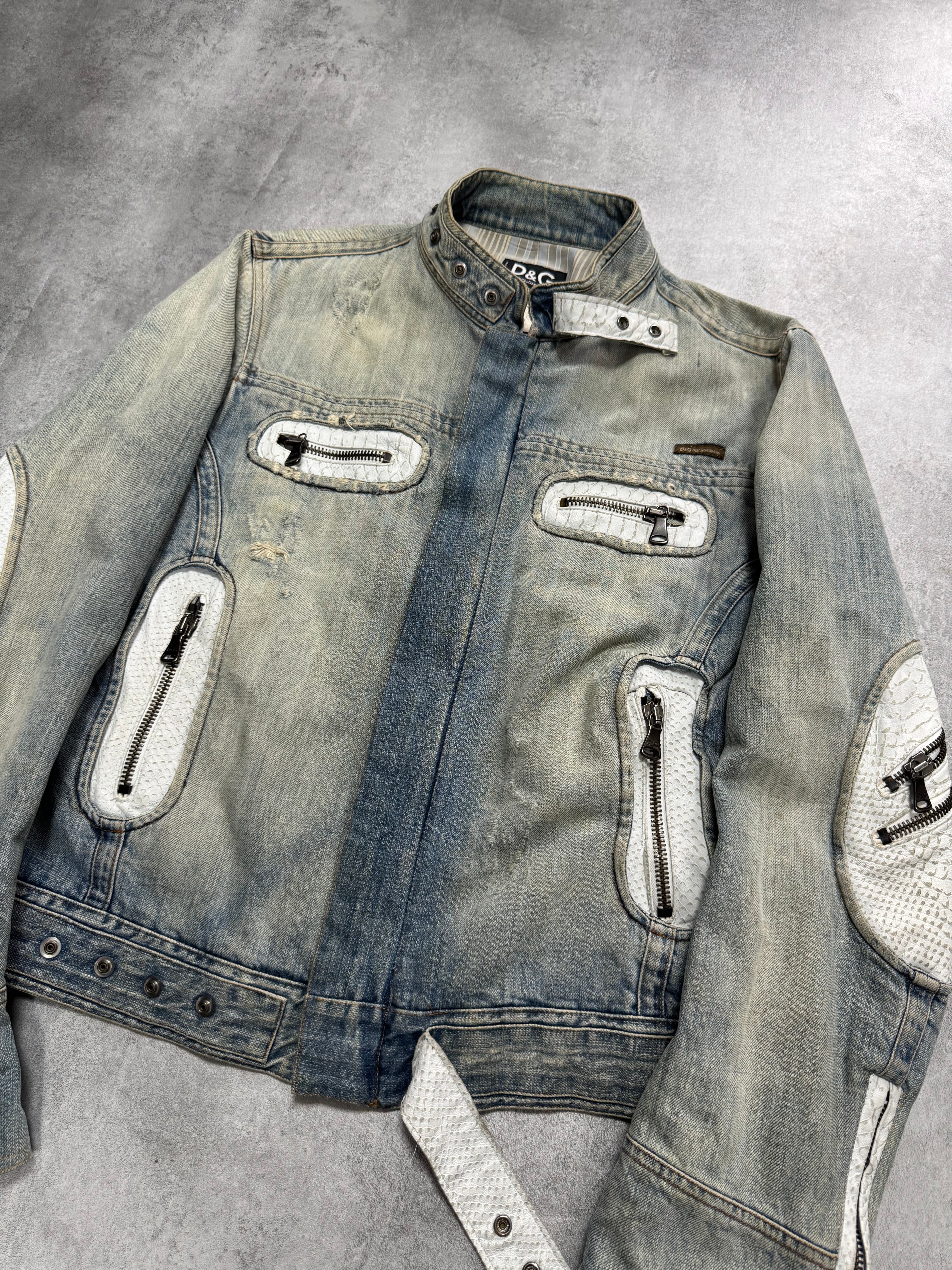 SS2005 Dolce & Gabbana Apocalyptic Biker Denim Jacket - Image 2