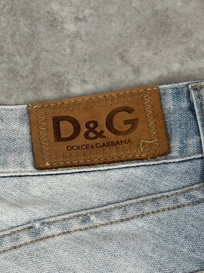 SS2005 Dolce & Gabbana Blue Denim White Snakeskin Rebel Jeans - Image 12