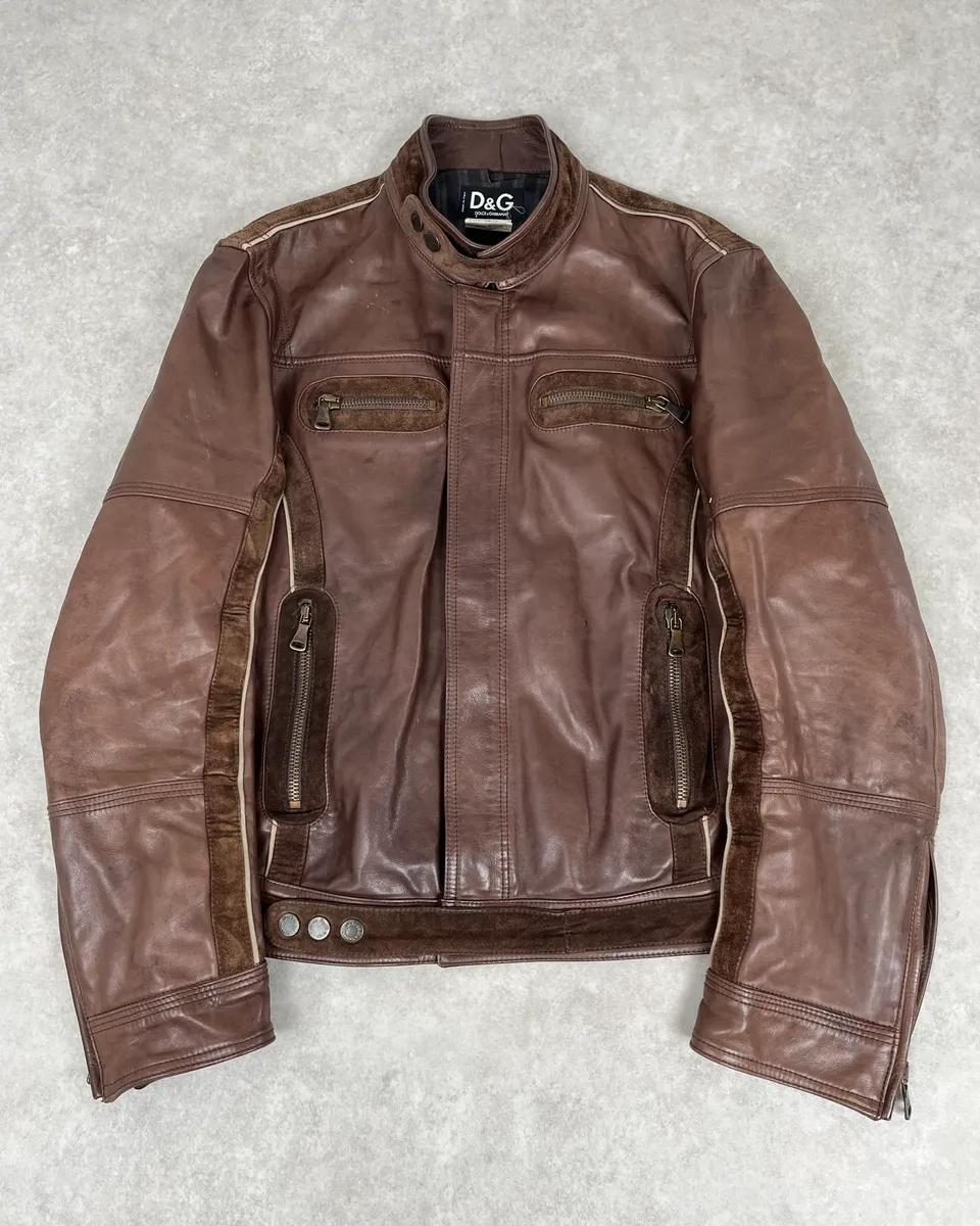 SS2005 Dolce & Gabbana Brown Hybrid Leather Premium Jacket