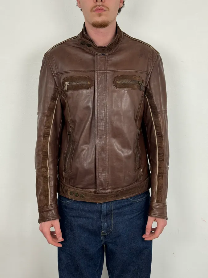 SS2005 Dolce & Gabbana Brown Hybrid Leather Premium Jacket - Image 2