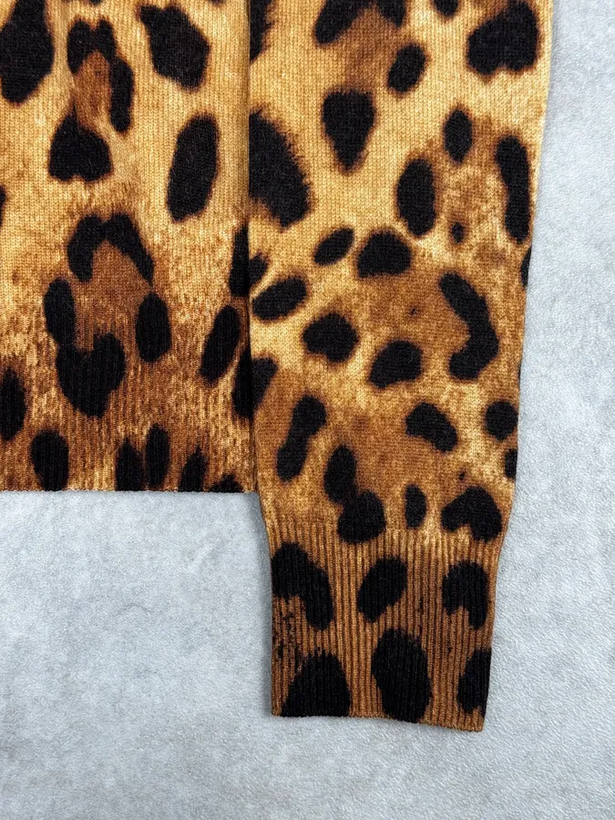 SS2005 Dolce & Gabbana Camel Leopard Cashmere Cardigan - Image 7