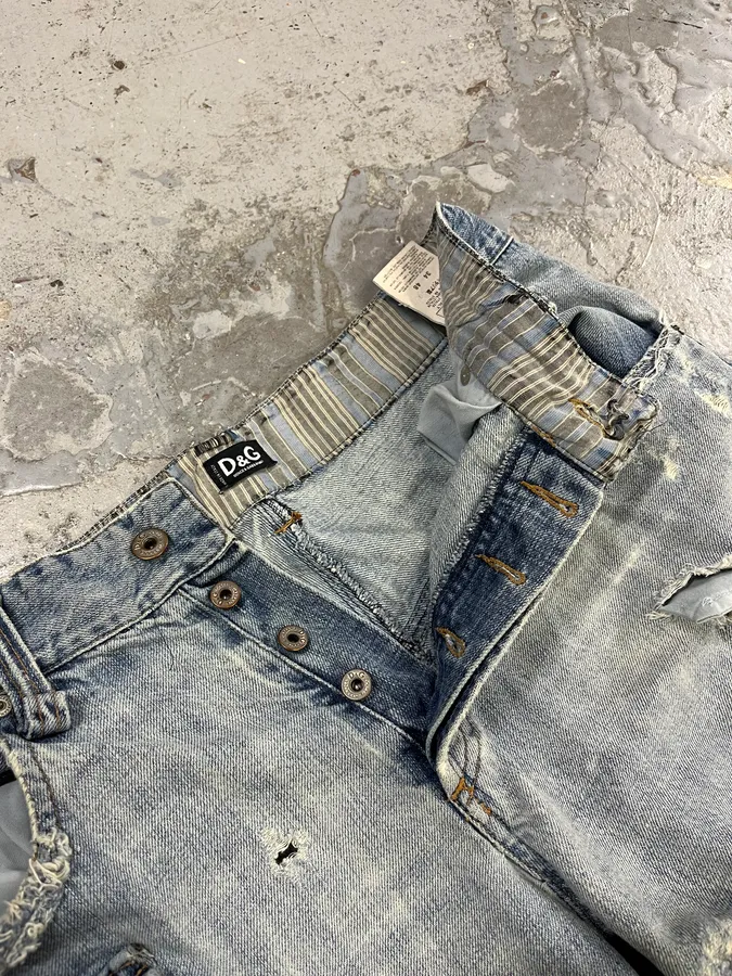 SS2005 Dolce & Gabbana Destroyed Blue Denim Jeans - Image 11