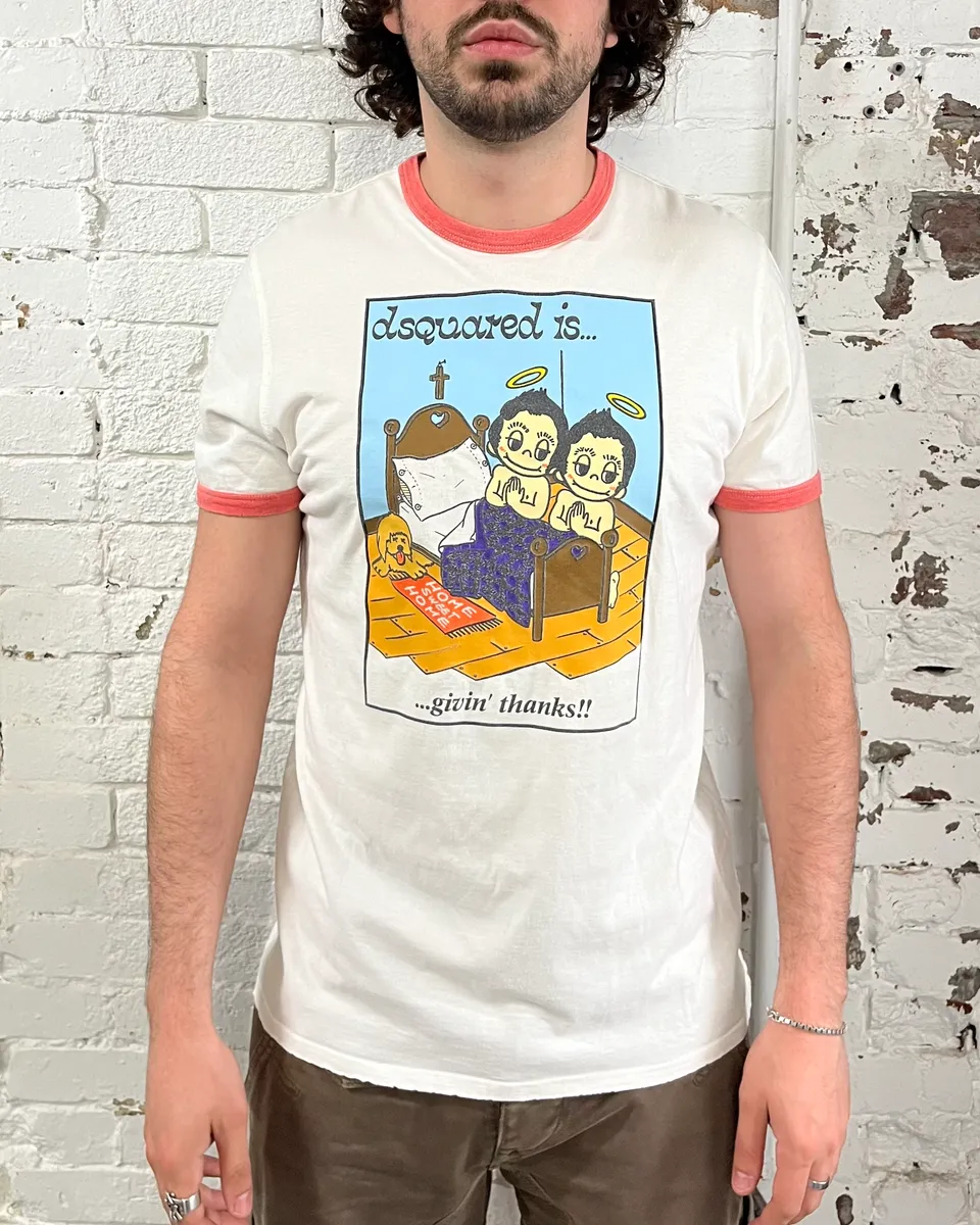 SS2005 Dsquared2 White Prayers Contemporary T-Shirt - Image 2