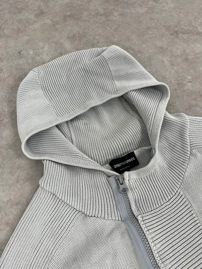 SS2005 Emporio Armani Light Grey Zip-up Sweater - Image 5