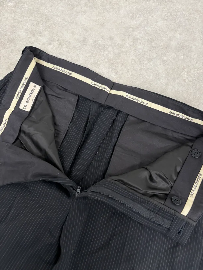 SS2005 Emporio Armani Striped Black Classy Pants - Image 8
