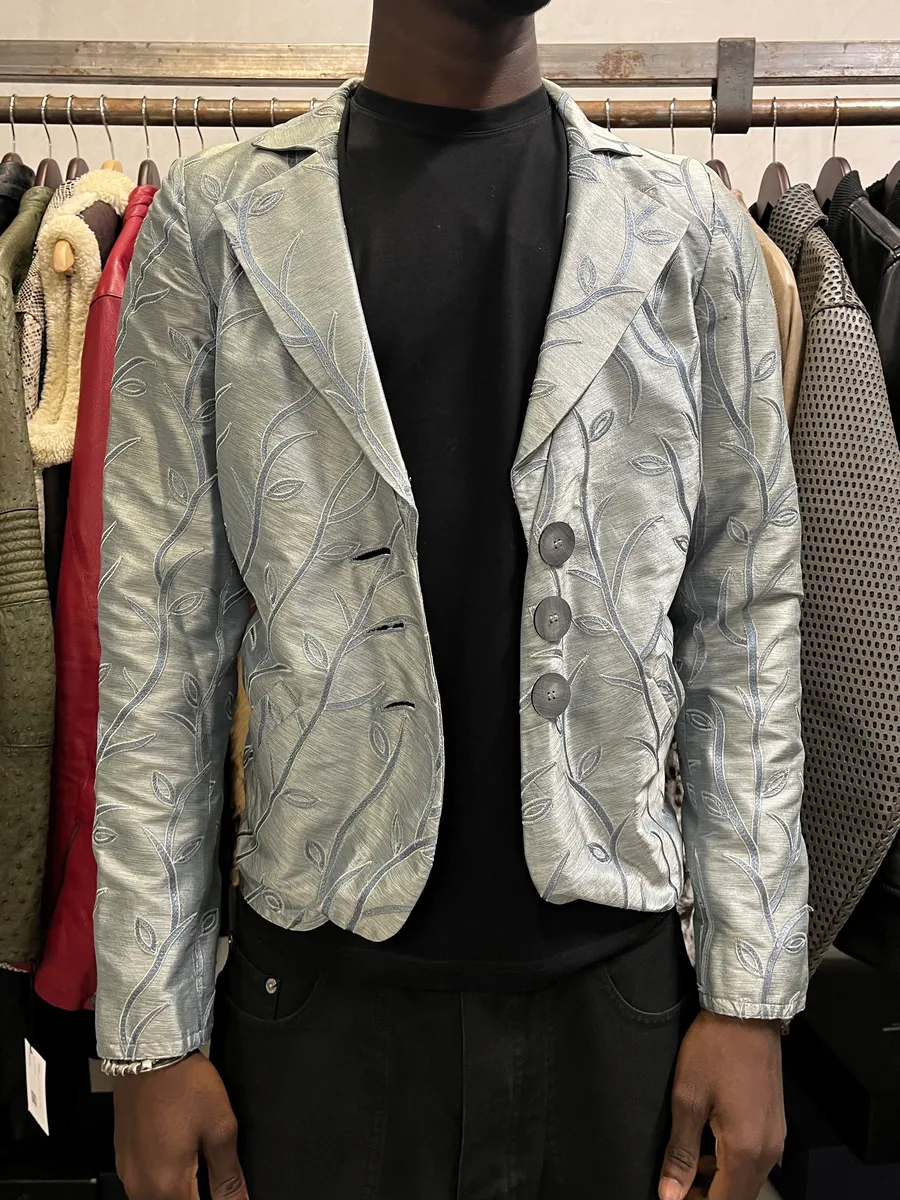 SS2005 Emporio Armani Tree Branches Blue Silver Suit Jacket