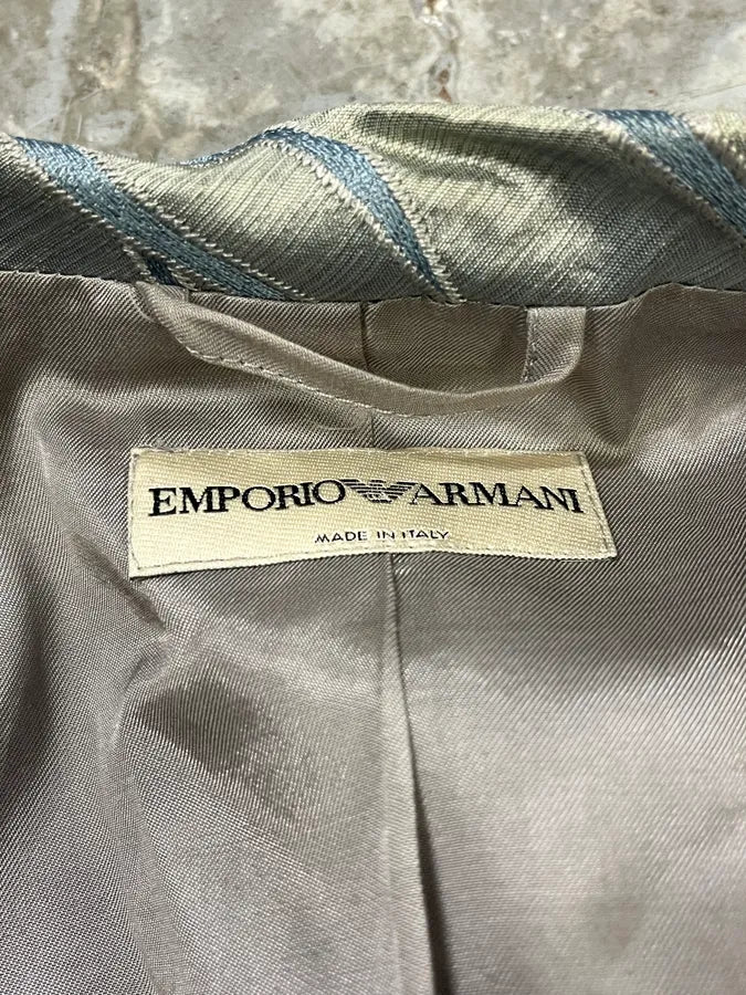 SS2005 Emporio Armani Tree Branches Blue Silver Suit Jacket - Image 10