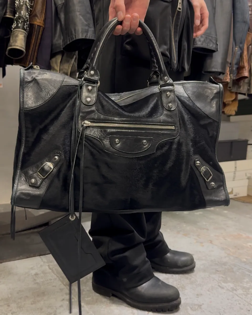 SS2006 Balenciaga City Black Pony Hair Leather Handle Bag - Image 2