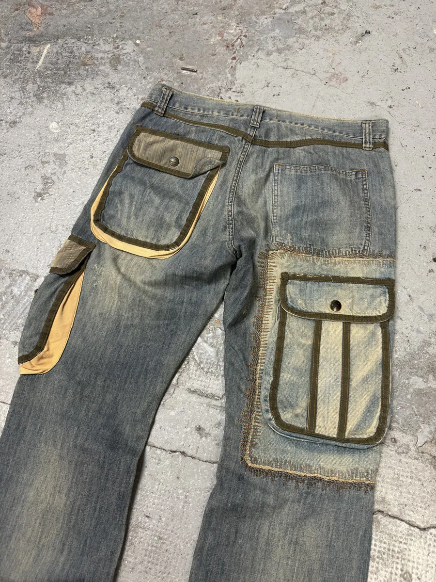 SS2006 Cavalli Cargo Gun Multi Pockets Cowboy Denim Jeans - Image 7