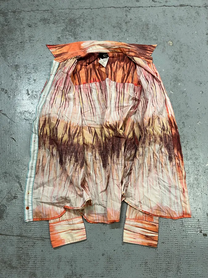 SS2006 Cavalli Tie-Dye Striped Orange Shirt - Image 10