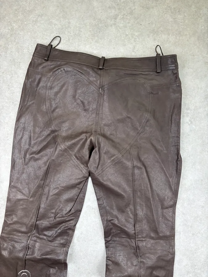 SS2006 Christian Dior Dark Brown Leather Straight Pants - Image 7