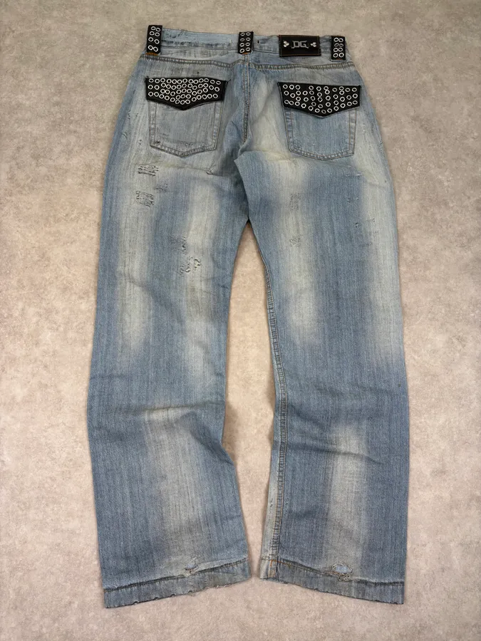 SS2006 Dolce & Gabbana Black Rockstar Faded Denim Jeans