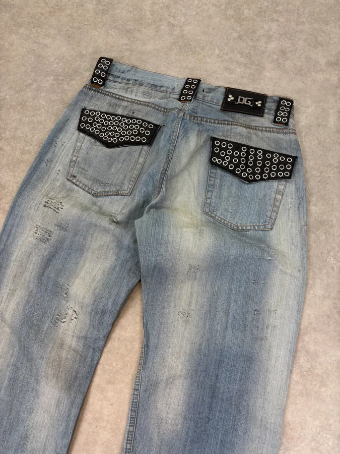 SS2006 Dolce & Gabbana Black Rockstar Faded Denim Jeans - Image 8