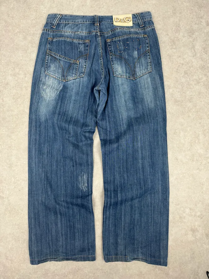 SS2006 Dolce & Gabbana Blue Denim Wide Jeans - Image 7
