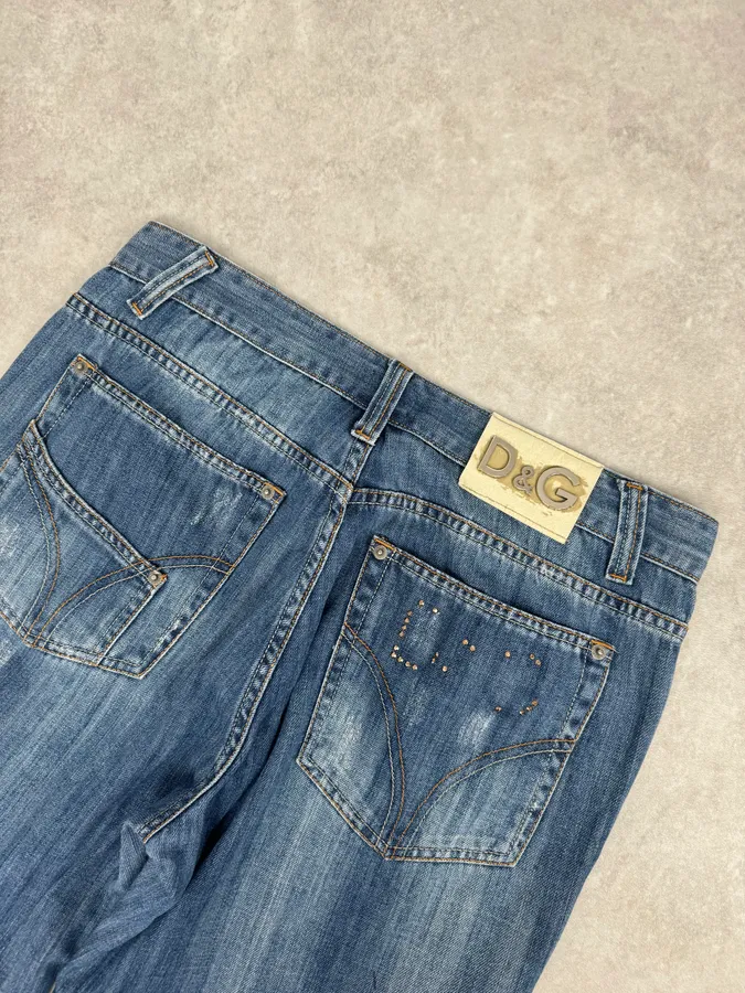 SS2006 Dolce & Gabbana Blue Denim Wide Jeans - Image 8