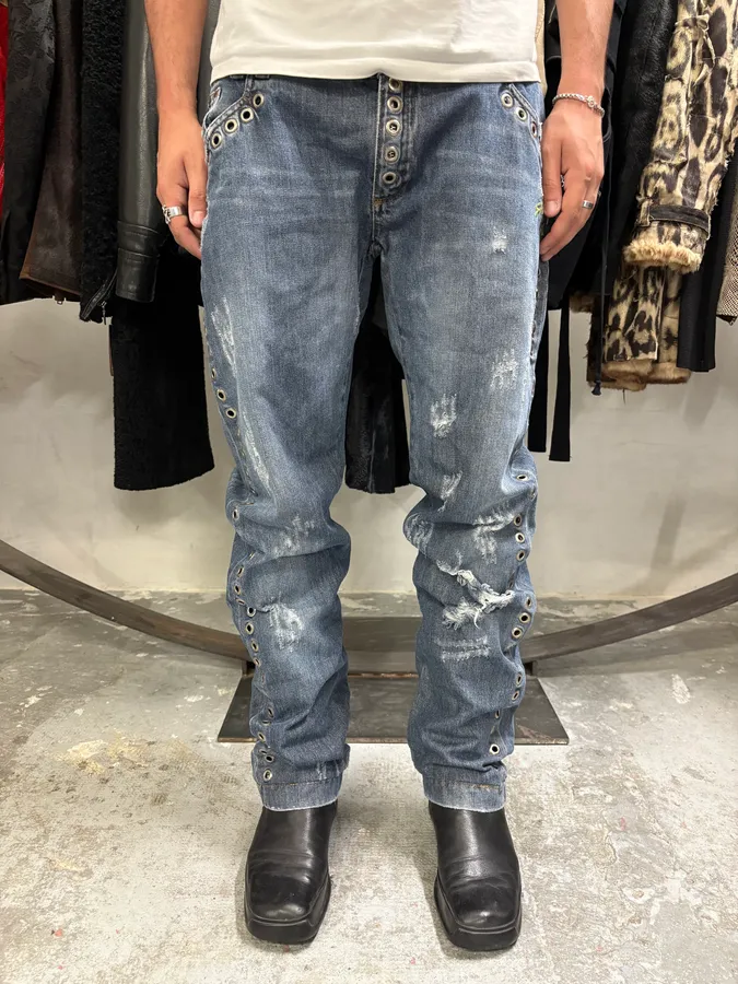SS2006 Dolce & Gabbana Blue Eyled Denim Jeans - Image 2