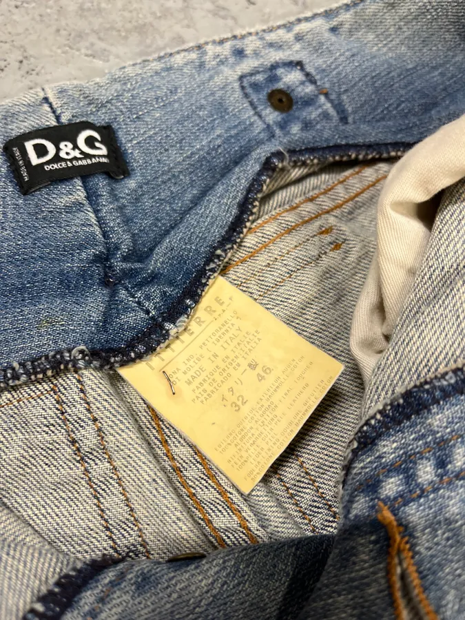 SS2006 Dolce & Gabbana Blue Hybrid Leather Denim Jeans - Image 11