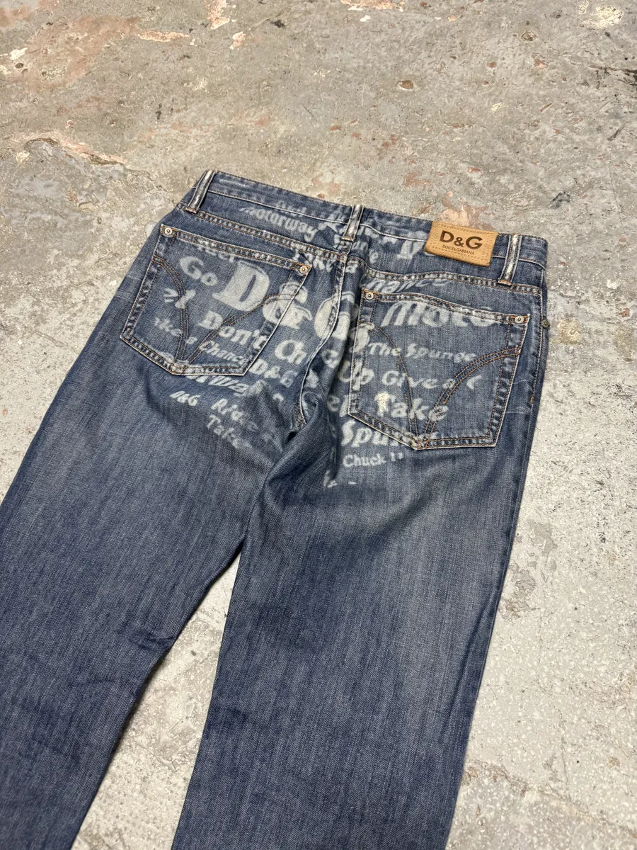 SS2006 Dolce & Gabbana Blue Poem Denim Jeans - Image 6