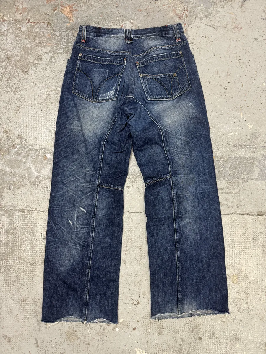 SS2006 Dolce & Gabbana Blue Sun Faded Denim Jeans - Image 5