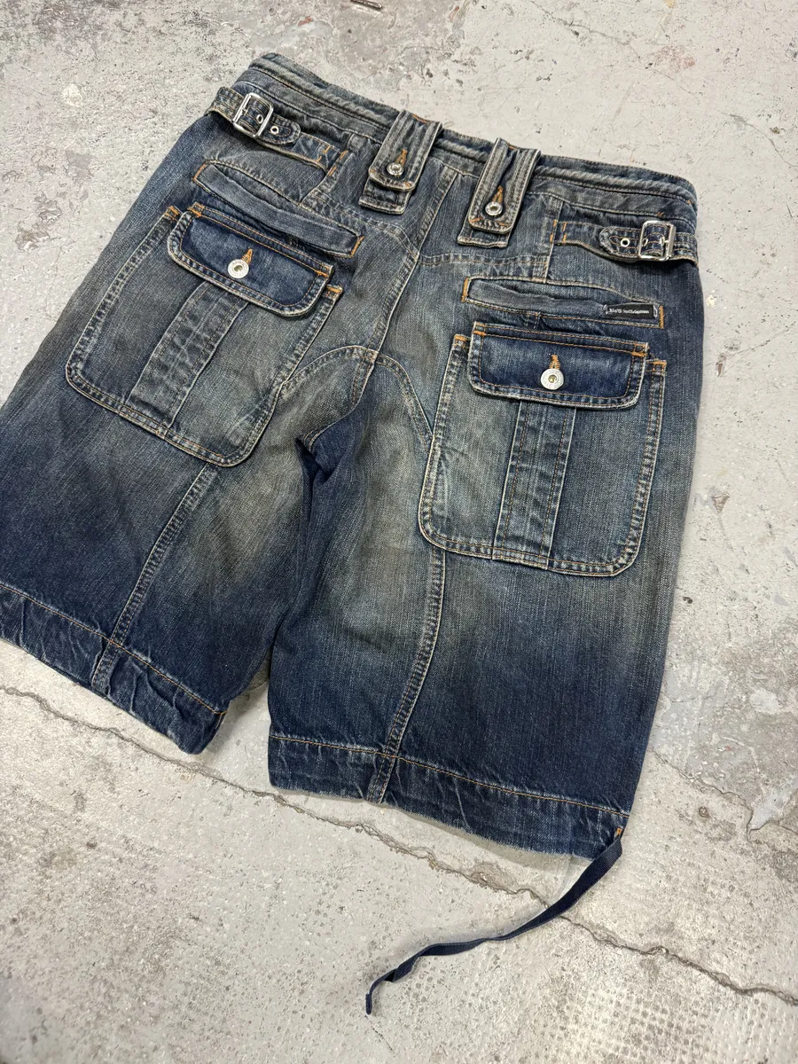 SS2006 Dolce & Gabbana Faded Brut Hybrid Denim Shorts - Image 8