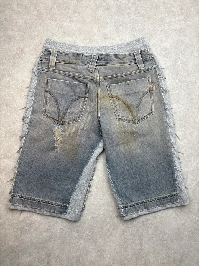 SS2006 Dolce & Gabbana Grey Denim Distressed Shorts - Image 5