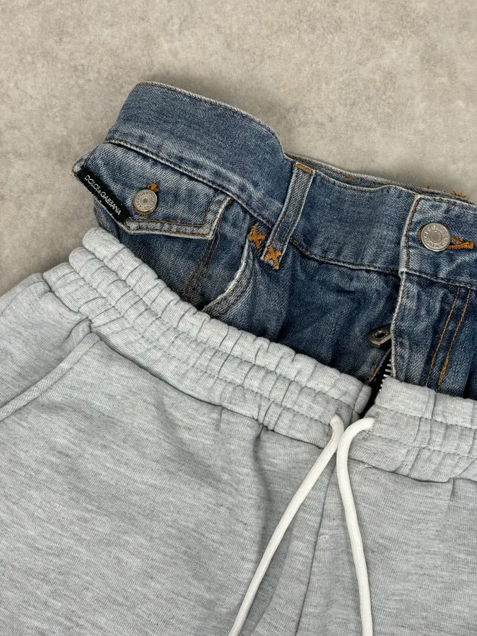 SS2006 Dolce & Gabbana Grey Denim Hybrid Jogger Pants - Image 10