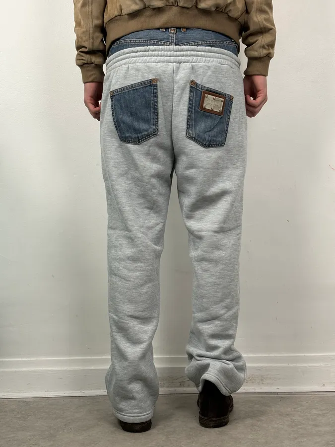SS2006 Dolce & Gabbana Grey Denim Hybrid Jogger Pants - Image 5