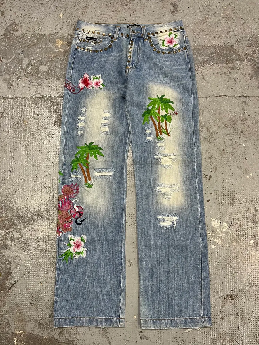 SS2006 Dolce & Gabbana Honolulu Distressed Denim Jeans - Image 3