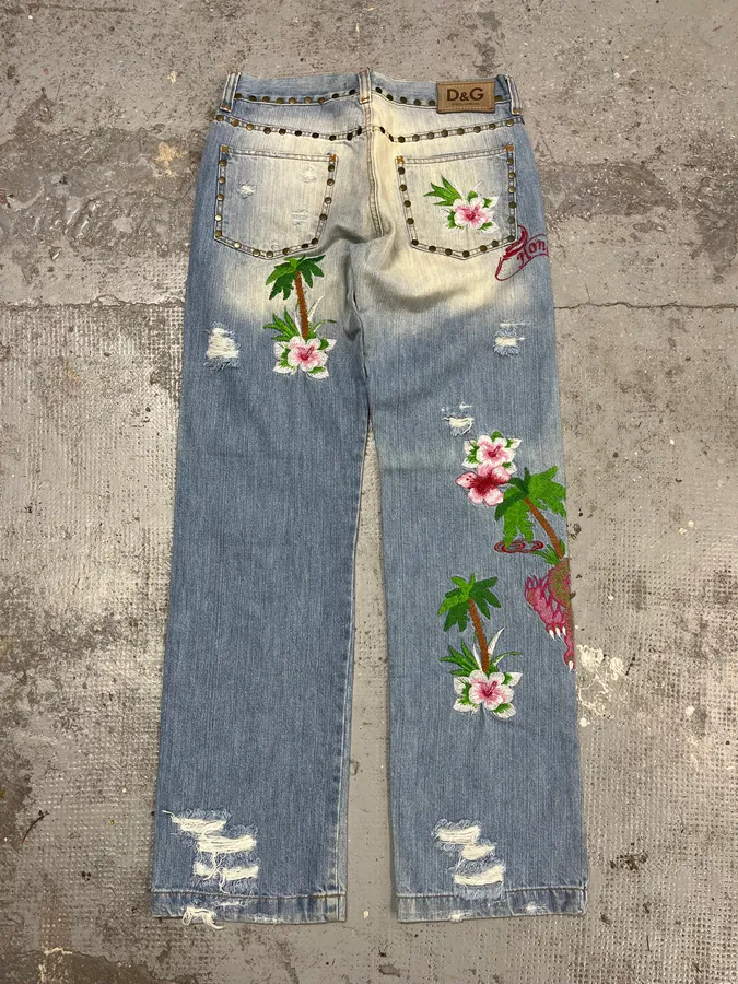 SS2006 Dolce & Gabbana Honolulu Distressed Denim Jeans - Image 7