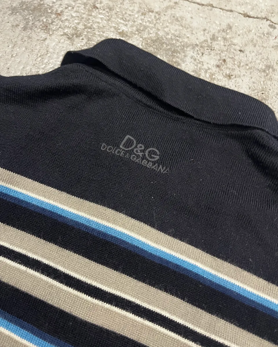 SS2006 Dolce & Gabbana Navy Striped Polo Sweater - Image 8