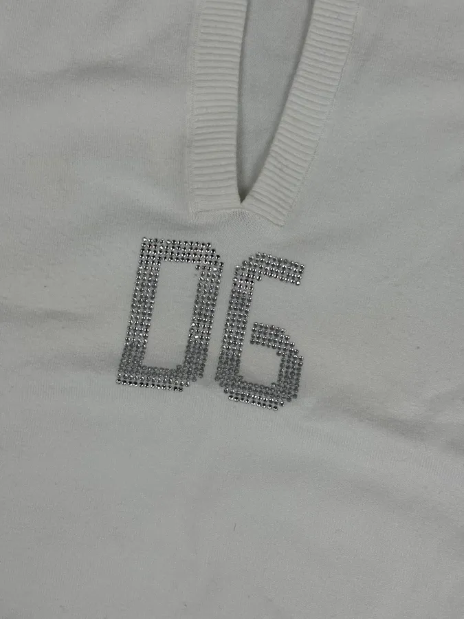 SS2006 Dolce & Gabbana White Sleeveless Logo Sweater - Image 8