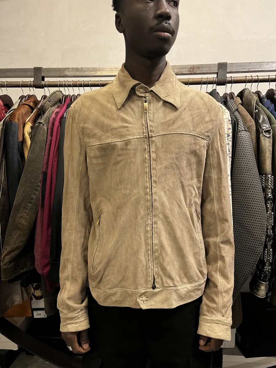 SS2006 Emporio Armani Beige Suede Leather Jacket - Image 2