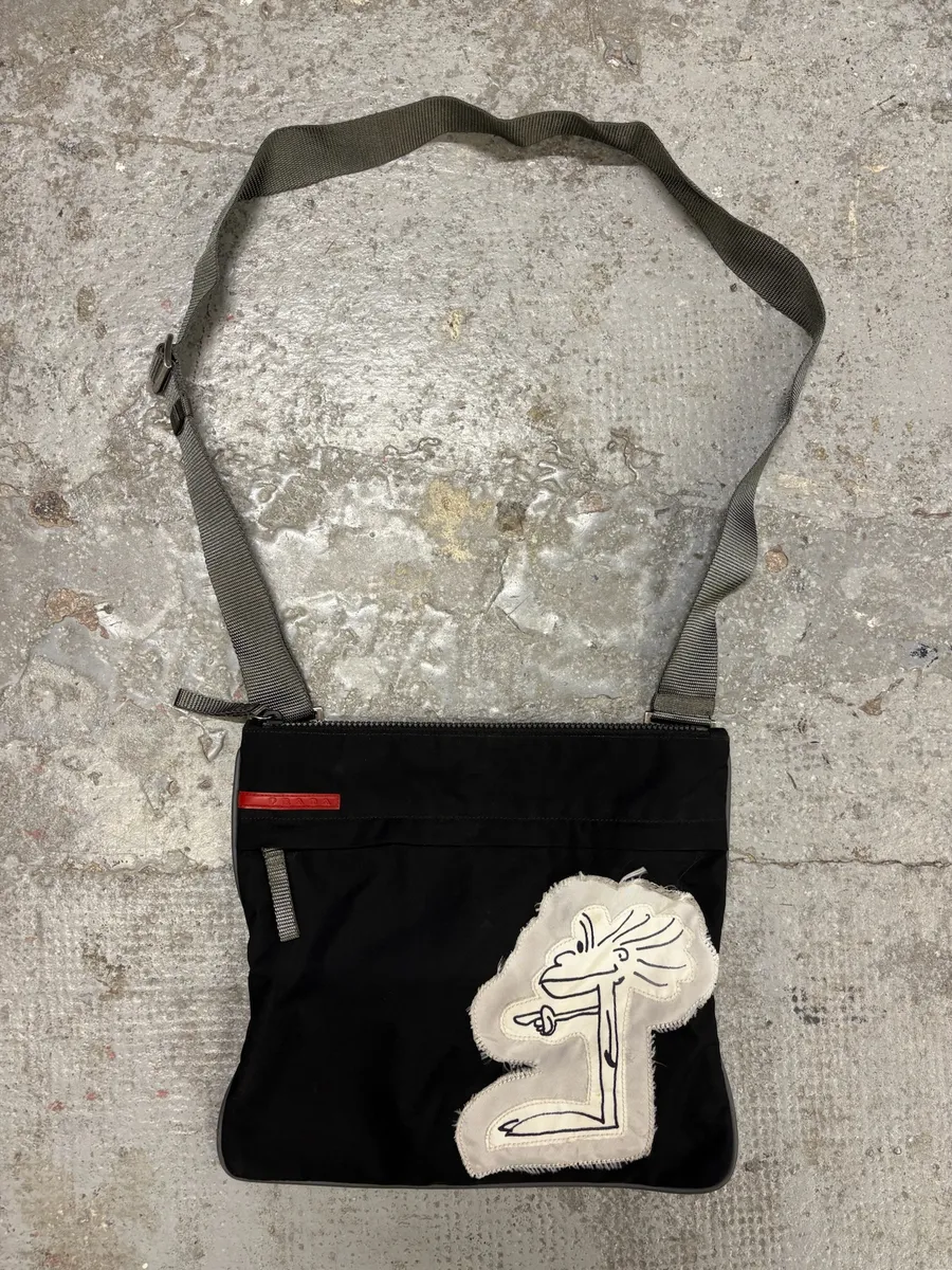 SS2006 Prada Black Linea Rossa Shoulder Bag