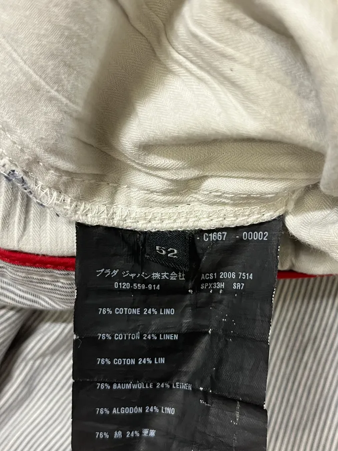 SS2006 Prada Grey/White Striped Chinos Cotton Minimalist Size 52 - Image 12