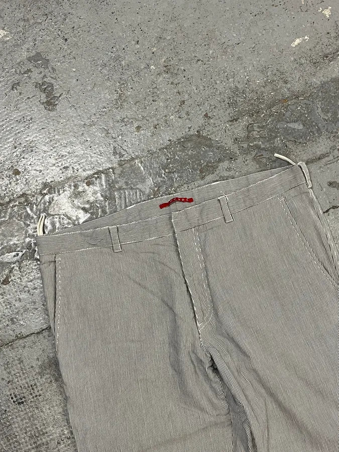 SS2006 Prada Grey/White Striped Chinos Cotton Minimalist Size 52 - Image 5