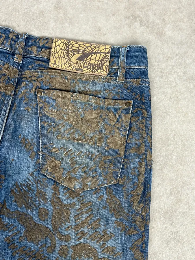 SS2007 Cavalli Baroque Gold Pattern Blue Denim Jeans - Image 8