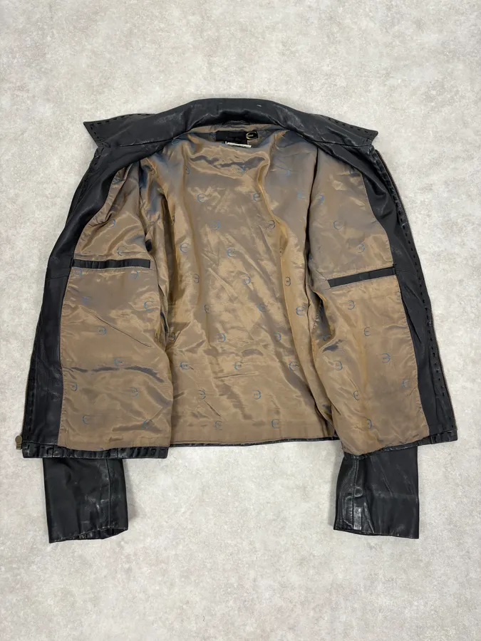 SS2007 Cavalli Black Imperial Leather Jacket - Image 8