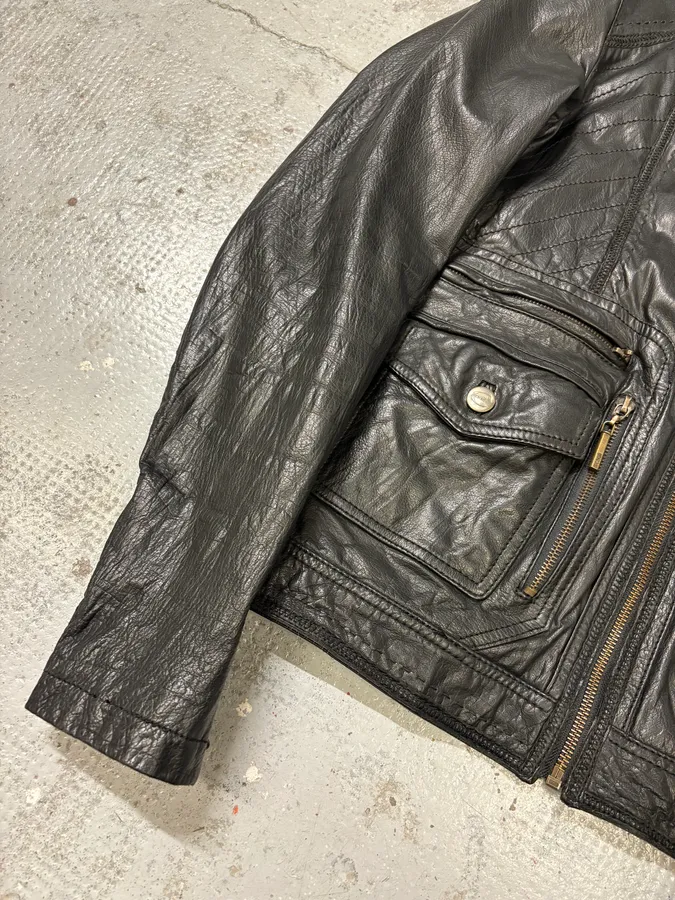 SS2007 Cavalli Black Mafia Leather Jacket - Image 8
