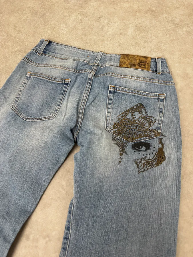 SS2007 Cavalli Blue Arabic Influence Denim Jeans - Image 7