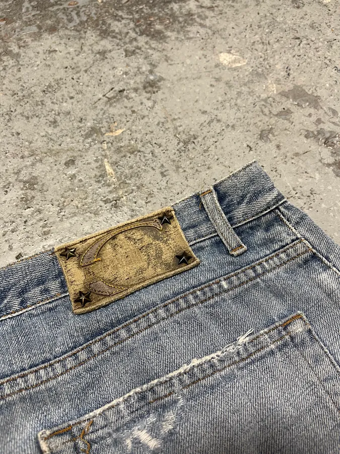 SS2007 Cavalli Blue Distressed Tiger Denim Jeans - Image 10