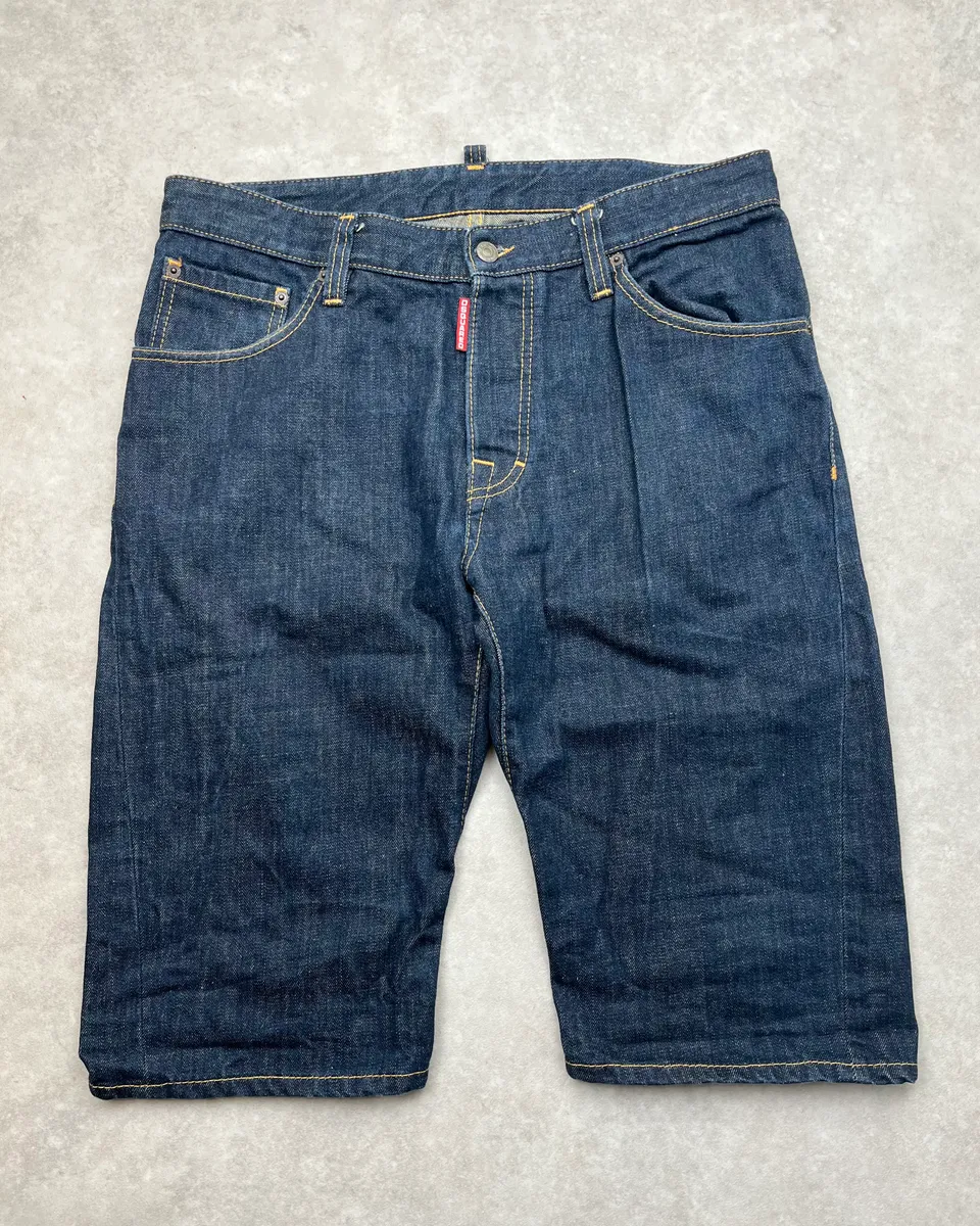 SS2007 Dsquared2 Navy Maple Leaf Denim Shorts