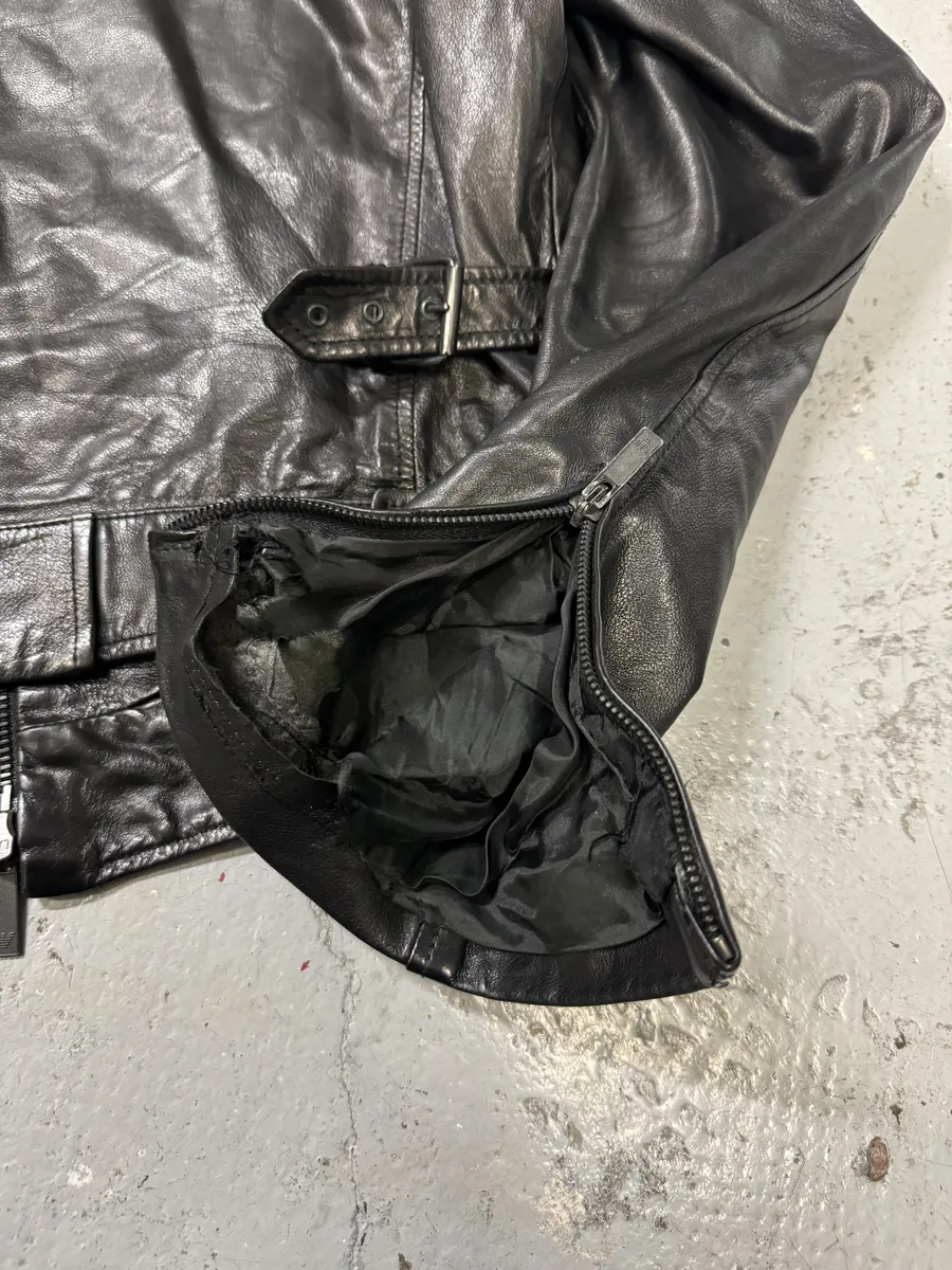 SS2007 Emporio Armani Black Utility Multi Zips Leather Jacket - Image 9