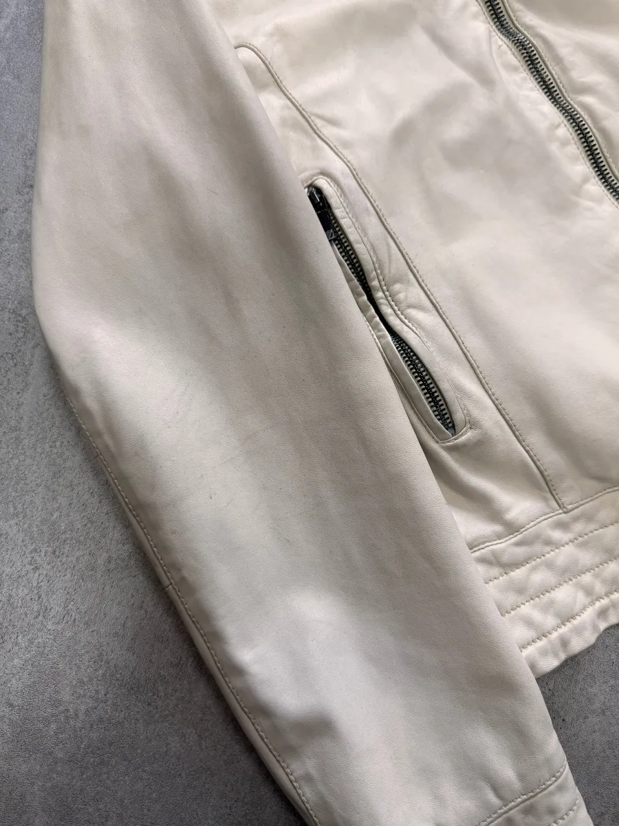 SS2007 Emporio Armani Snow White Leather Jacket - Image 6