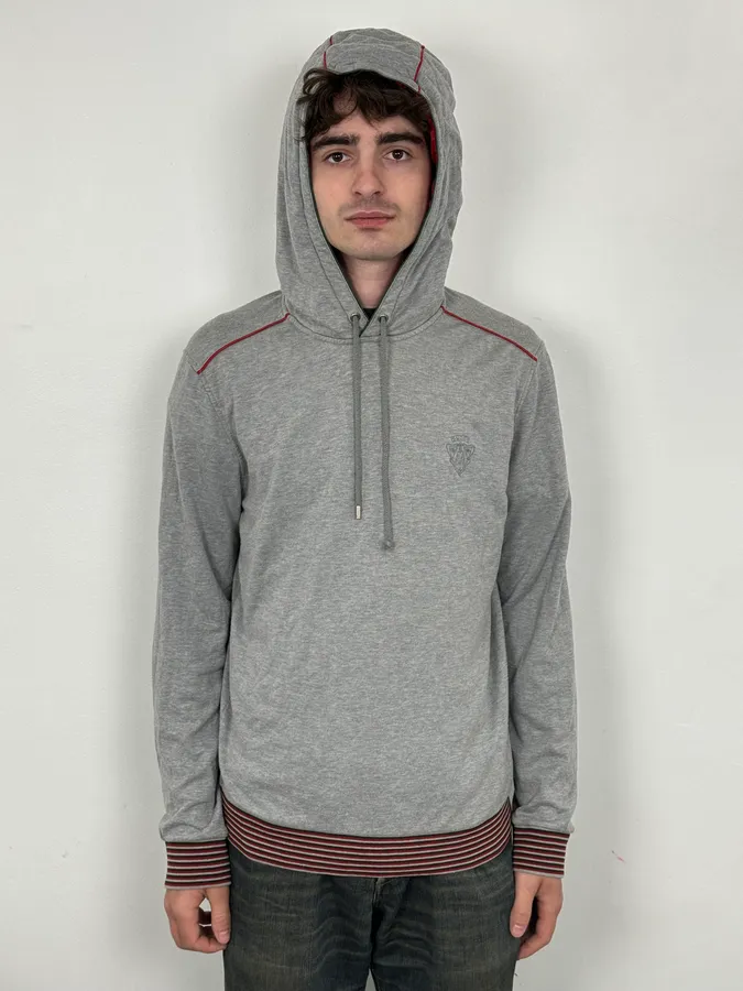 SS2007 Gucci Grey Striped Hooded Sweater - Image 2