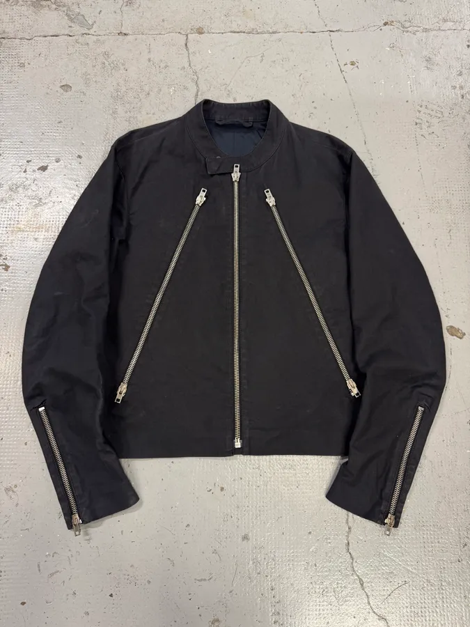 SS2007 Maison Margiela 5-Zip Biker Black Cotton Jacket